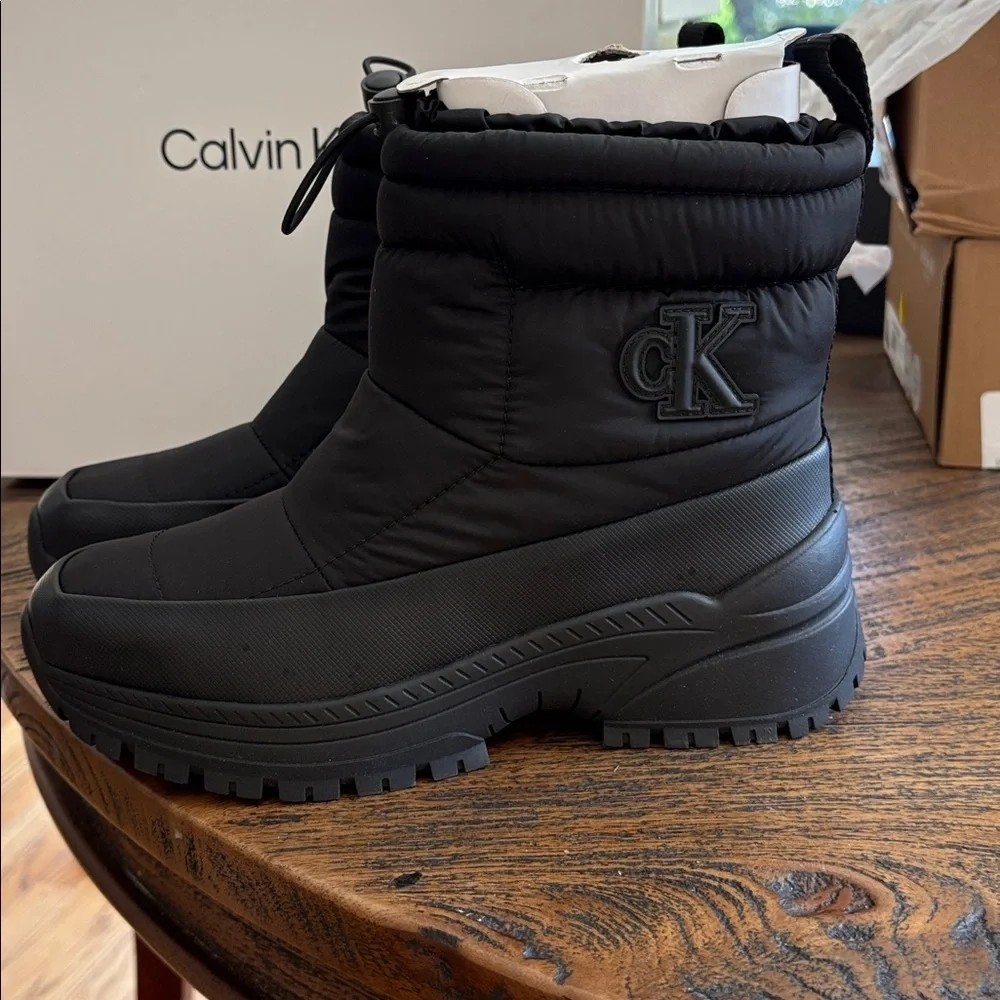 Calvin Klein Women's Black Puffer Winter Boots NELSA
